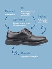 Start Rite Black Leather Standard Fit Closed Lace Up Stitch Down Chunky Soled School Shoes - Image 6 of 6