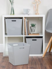 Wham Set of 3 Grey Large Cube Plastic Storage Baskets - Image 1 of 4