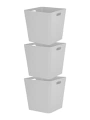 Wham Set of 3 Grey Large Cube Plastic Storage Baskets - Image 3 of 4