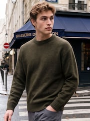 JACK & JONES Green Fluffy Crew Neck Knitted Jumper - Image 1 of 1