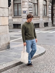 Verde - Suéter de punto afelpado con cuello redondo de Jack & Jones - Imagen 2 de 7