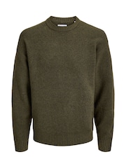Verde - Suéter de punto afelpado con cuello redondo de Jack & Jones - Imagen 7 de 7