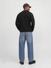 JACK & JONES Black Fluffy Long Sleeve Knitted Polo Shirt - Image 2 of 4