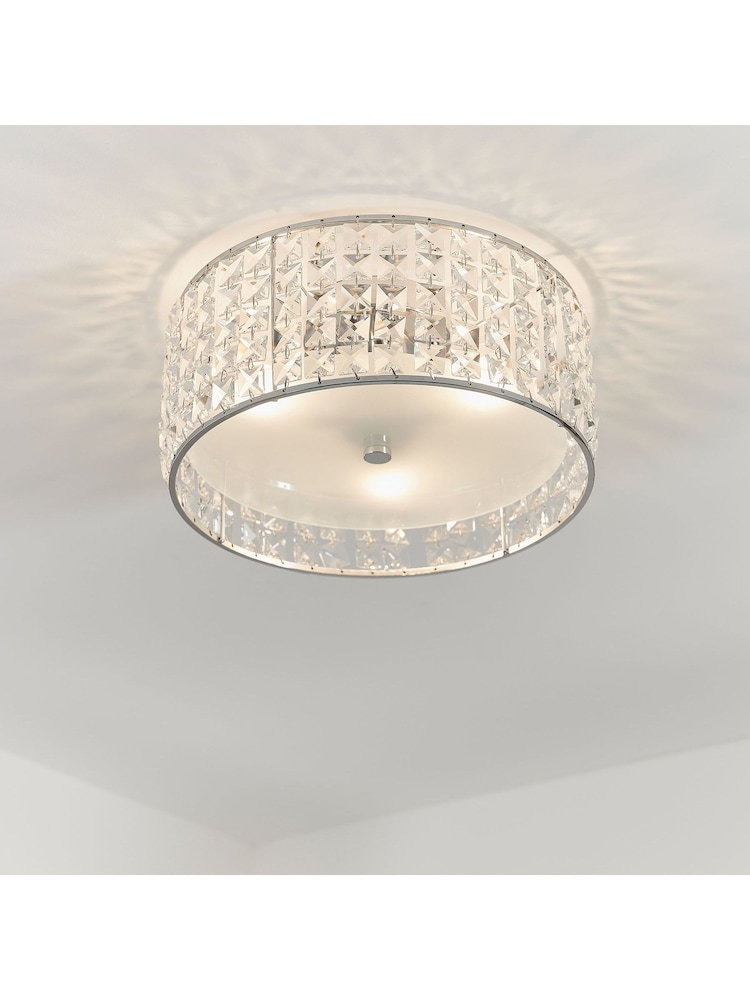 Gallery Home Silver Chrysla Flush Ceiling Light - Image 1 of 8