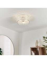 Gallery Home Silver Chrysla Flush Ceiling Light - Image 2 of 8