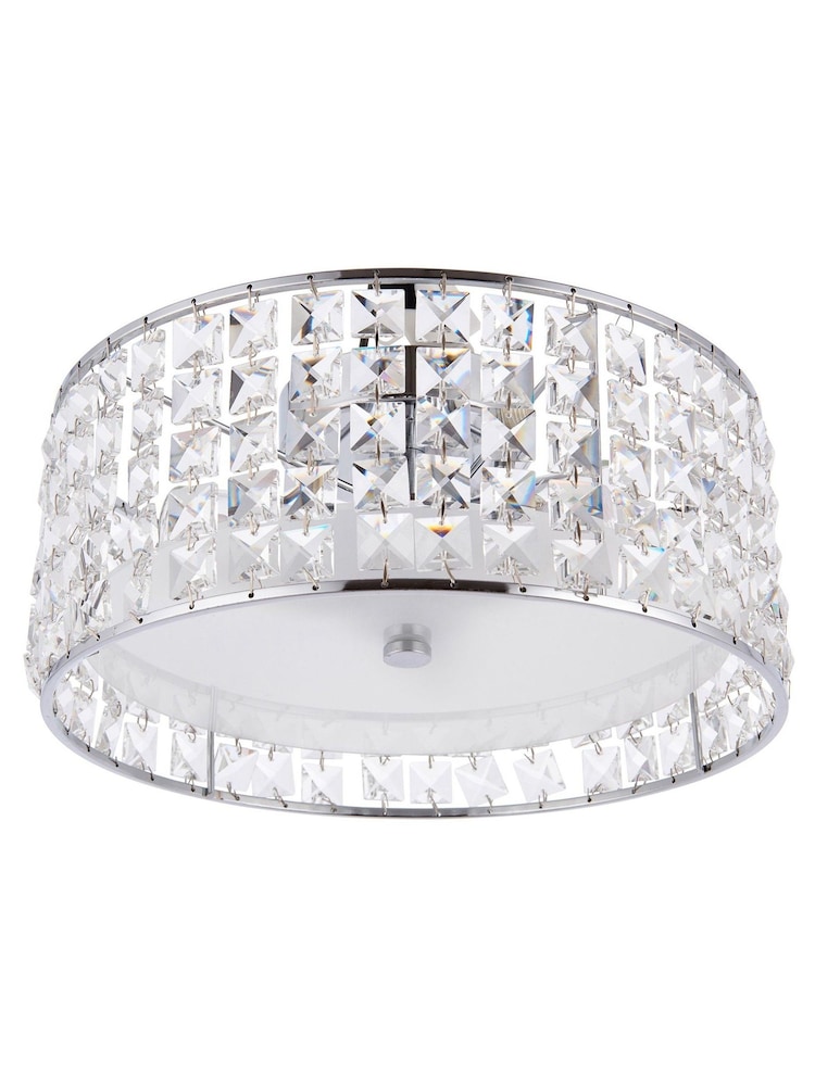 Gallery Home Silver Chrysla Flush Ceiling Light - Image 8 of 8