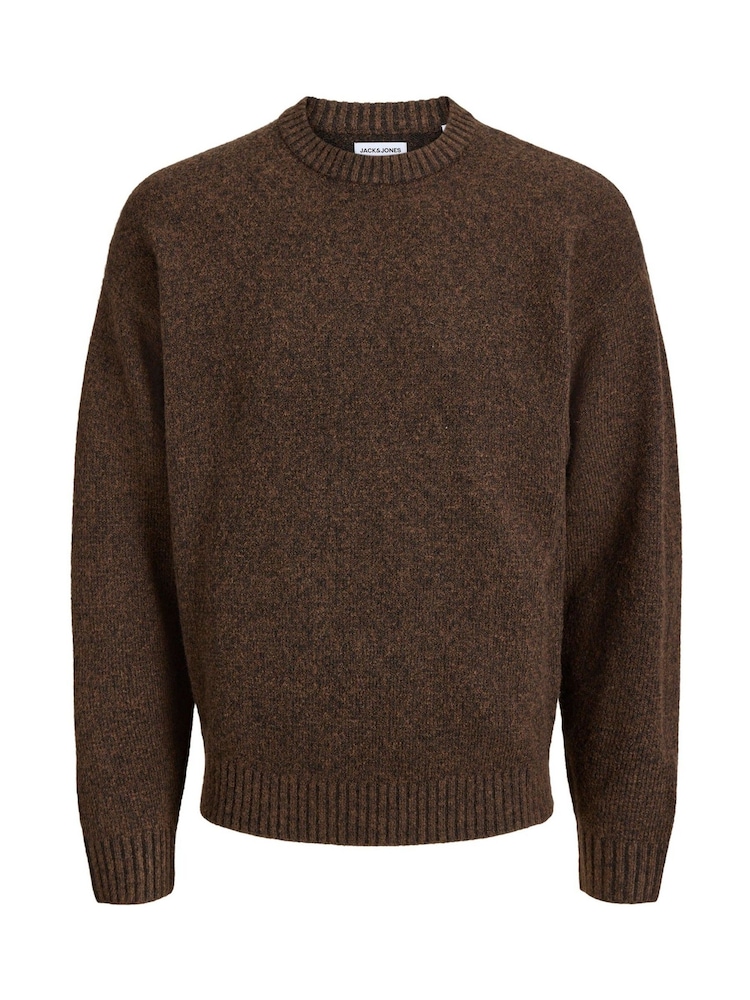 JACK & JONES Brown Fluffy Crew Neck Knitted Jumper - Image 1 of 1