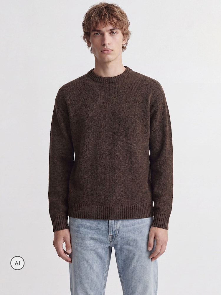 JACK & JONES Brown Fluffy Crew Neck Knitted Jumper - Image 2 of 3