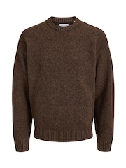 JACK & JONES Brown Fluffy Crew Neck Knitted Jumper - Image 3 of 3