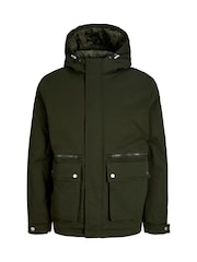 JACK & JONES Green Hooded Parka Jacket - Image 1 of 1