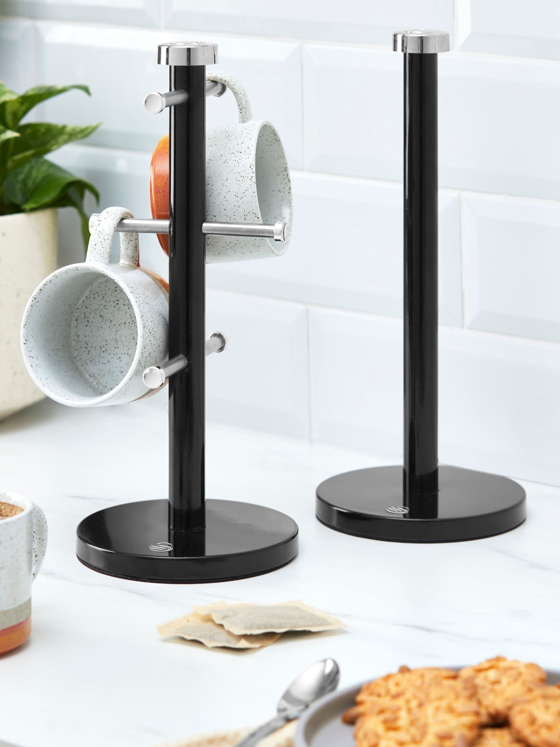 Swan Black Townhouse Towel Pole & Mug Tree Set - Image 4