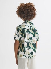 Reiss Green Saxon Junior Cuban Collar Short Sleeve Shirt - Image 5 of 6