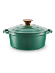 Barbary and Oak Green 20cm Round Cast Iron Casserole Pan - Image 1 of 10