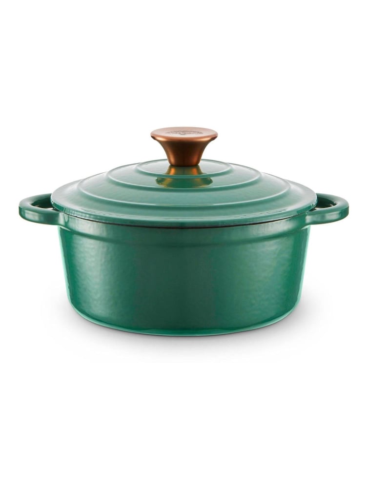 Barbary and Oak Green 20cm Round Cast Iron Casserole Pan - Image 1 of 10