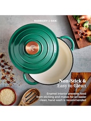 Barbary and Oak Green 20cm Round Cast Iron Casserole Pan - Image 4 of 10