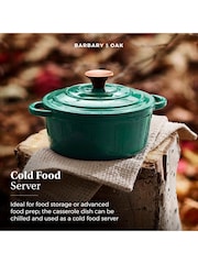 Barbary and Oak Green 20cm Round Cast Iron Casserole Pan - Image 6 of 10