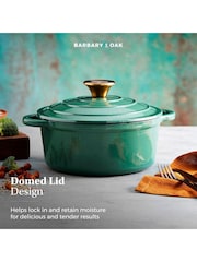 Barbary and Oak Green 20cm Round Cast Iron Casserole Pan - Image 8 of 10