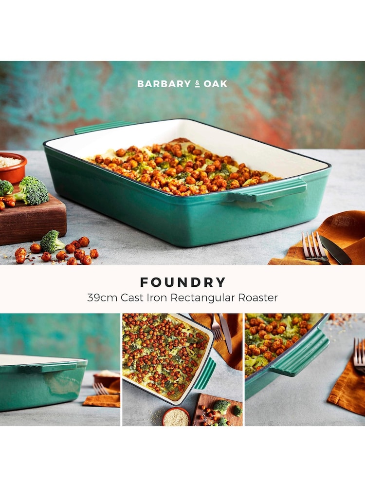 Barbary and Oak Green 39cm Cast Iron Rectangular Roaster - Image 2 of 10
