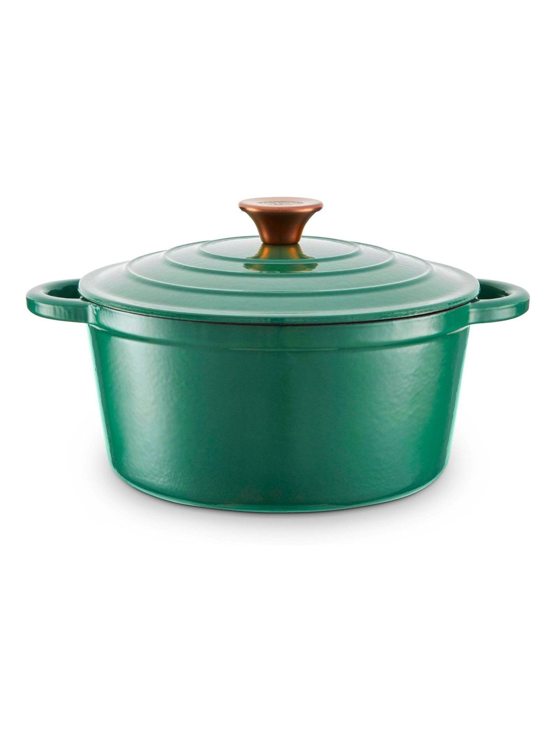 Tower Unisex Green Cast Iron Casserole Pan, Enamel Interior, 24Cm, Bo800251grn In - Image 4