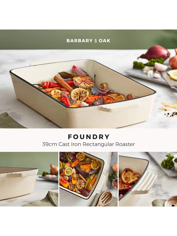 Barbary and Oak Cream 39cm Cast Iron Rectangular Roaster - Image 2 of 10