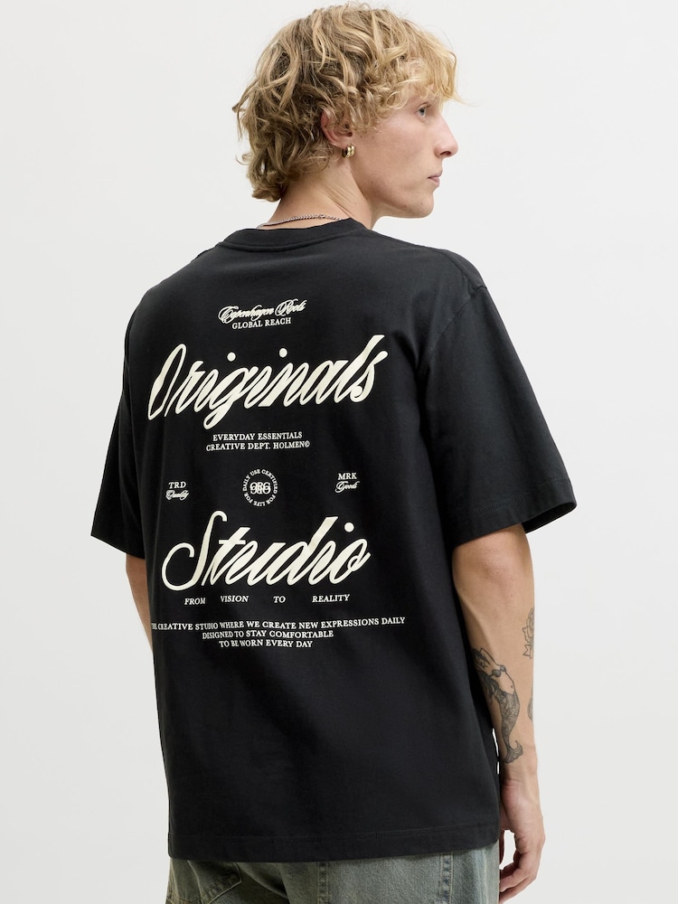 JACK & JONES Black Script Graphic Print T-Shirt - Image 1 of 6 JACK & JONES Black Script Graphic Print T-Shirt - Image 1 of 6