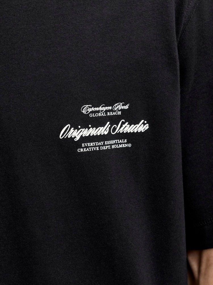 JACK & JONES Black Script Graphic Print T-Shirt - Image 6 of 6 JACK & JONES Black Script Graphic Print T-Shirt - Image 6 of 6