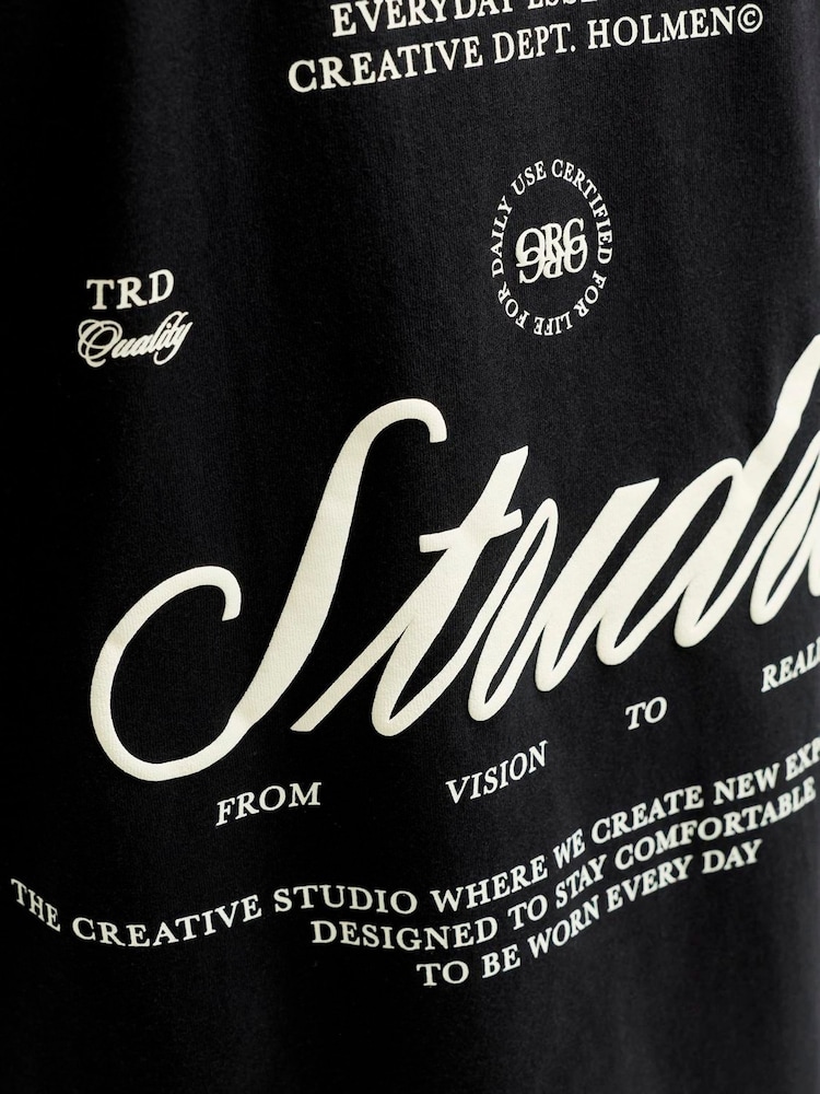 JACK & JONES Black Script Graphic Print T-Shirt - Image 8 of 8 JACK & JONES Black Script Graphic Print T-Shirt - Image 8 of 8