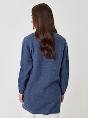 Threadbare Mid Blue Cable Knit Cardigan - Image 2 of 5