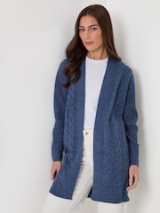 Threadbare Mid Blue Cable Knit Cardigan - Image 4 of 5