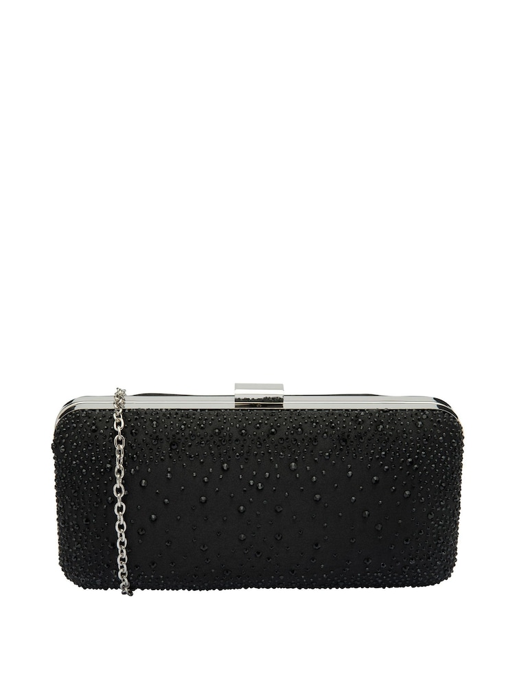 Lotus Black Clutch Bag with Chain - Image 1 of 4