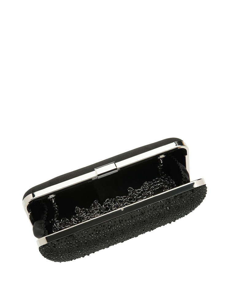 Lotus Black Clutch Bag with Chain - Image 4 of 4