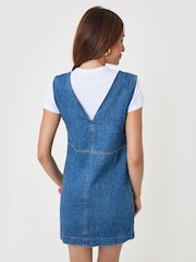 Threadbare Blue Denim V-Neck Mini Dress - Image 3 of 5