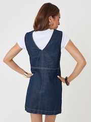 Threadbare Purple Denim V-Neck Mini Dress - Image 3 of 4