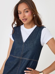 Threadbare Purple Denim V-Neck Mini Dress - Image 4 of 4