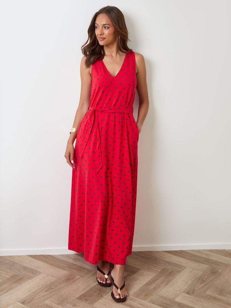Threadbare Red Cotton Jersey Trapeze Maxi Dress - Image 1 of 4 Threadbare Red Cotton Jersey Trapeze Maxi Dress - Image 1 of 4