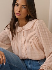 Nobodys Child Pink Gingham Frill Peter Pan Collar Blouse - Image 1 of 5
