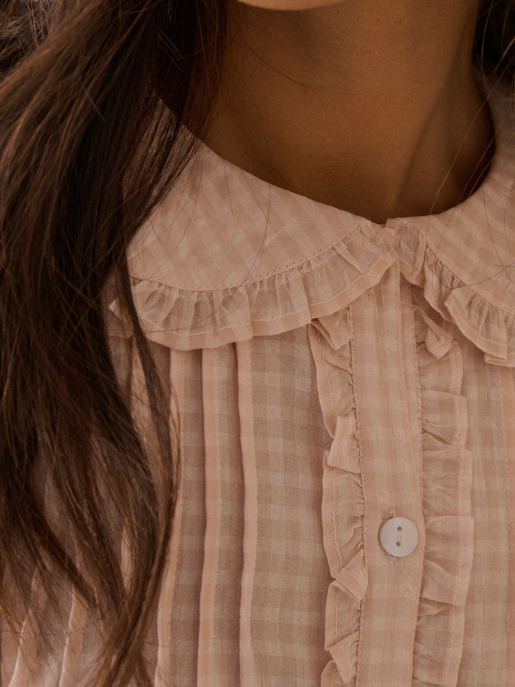 Nobodys Child Pink Gingham Frill Peter Pan Collar Blouse - Image 5 of 5 Nobodys Child Pink Gingham Frill Peter Pan Collar Blouse - Image 5 of 5