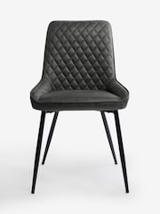 Set of 4 Monza Faux Leather Dark Grey Black Leg Hamilton Dining Chairs - Image 5 of 7