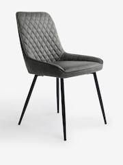 Set of 4 Monza Faux Leather Dark Grey Black Leg Hamilton Dining Chairs - Image 6 of 7