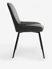 Set of 4 Monza Faux Leather Dark Grey Black Leg Hamilton Dining Chairs - Image 7 of 7