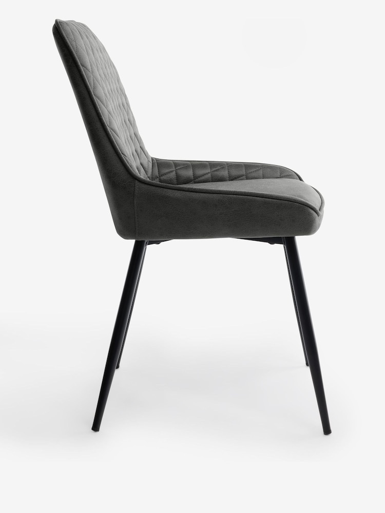 Set of 4 Monza Faux Leather Dark Grey Black Leg Hamilton Dining Chairs - Image 7 of 7