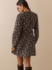 Nobodys Child Blue Navy Ditsy Floral Lace Trim Priscilla Mini Dress - Image 3 of 5
