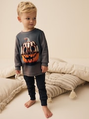 Grey Pumpkin Snuggle 100% Cotton Halloween Pyjamas Set (9mths-10yrs) - Image 1 of 8