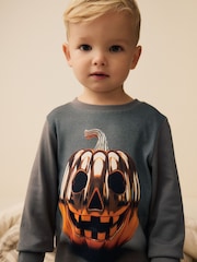 Grey Pumpkin Snuggle 100% Cotton Halloween Pyjamas Set (9mths-10yrs) - Image 2 of 8
