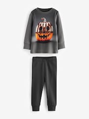 Grey Pumpkin Snuggle 100% Cotton Halloween Pyjamas Set (9mths-10yrs) - Image 5 of 8