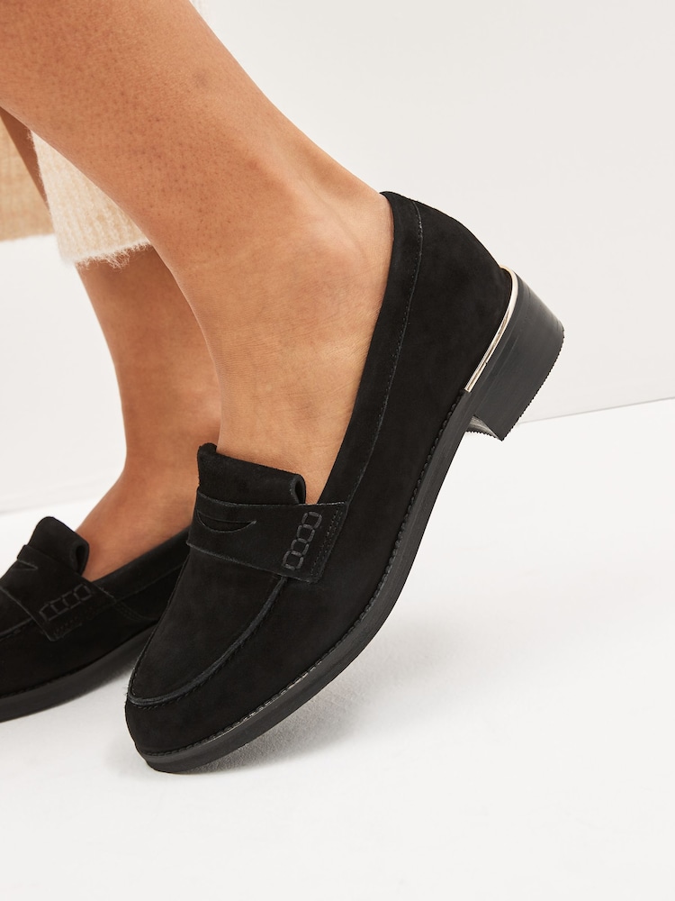 črna - Mokasini iz usnja in semiša z obrobo na hrbtu Forever Comfort® - Slika 2 iz 8 črna - Mokasini iz usnja in semiša z obrobo na hrbtu Forever Comfort® - Slika 2 iz 8