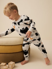 Bat Print Glow in the Dark Snuggle 100% Cotton Halloween Pyjamas Set (9mths-10yrs) - Image 1 of 8