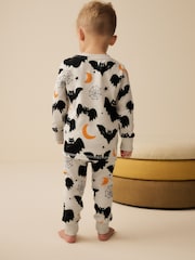 Bat Print Glow in the Dark Snuggle 100% Cotton Halloween Pyjamas Set (9mths-10yrs) - Image 3 of 8