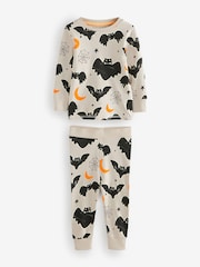 Bat Print Glow in the Dark Snuggle 100% Cotton Halloween Pyjamas Set (9mths-10yrs) - Image 5 of 8