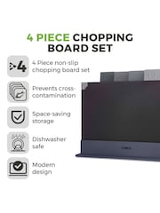 Tower 4 Piece Black Chopping Board Set with Stand - Image 2 of 9